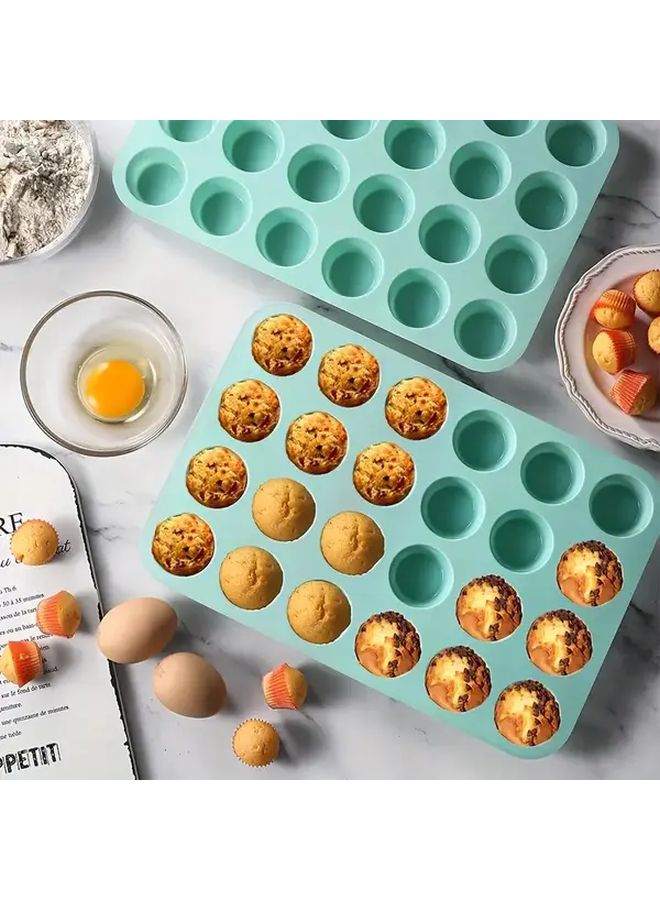 Nordic Green Silicone Mini Cake Mold 24 Cavity Food Grade For Baking Ice Cream - Image 2